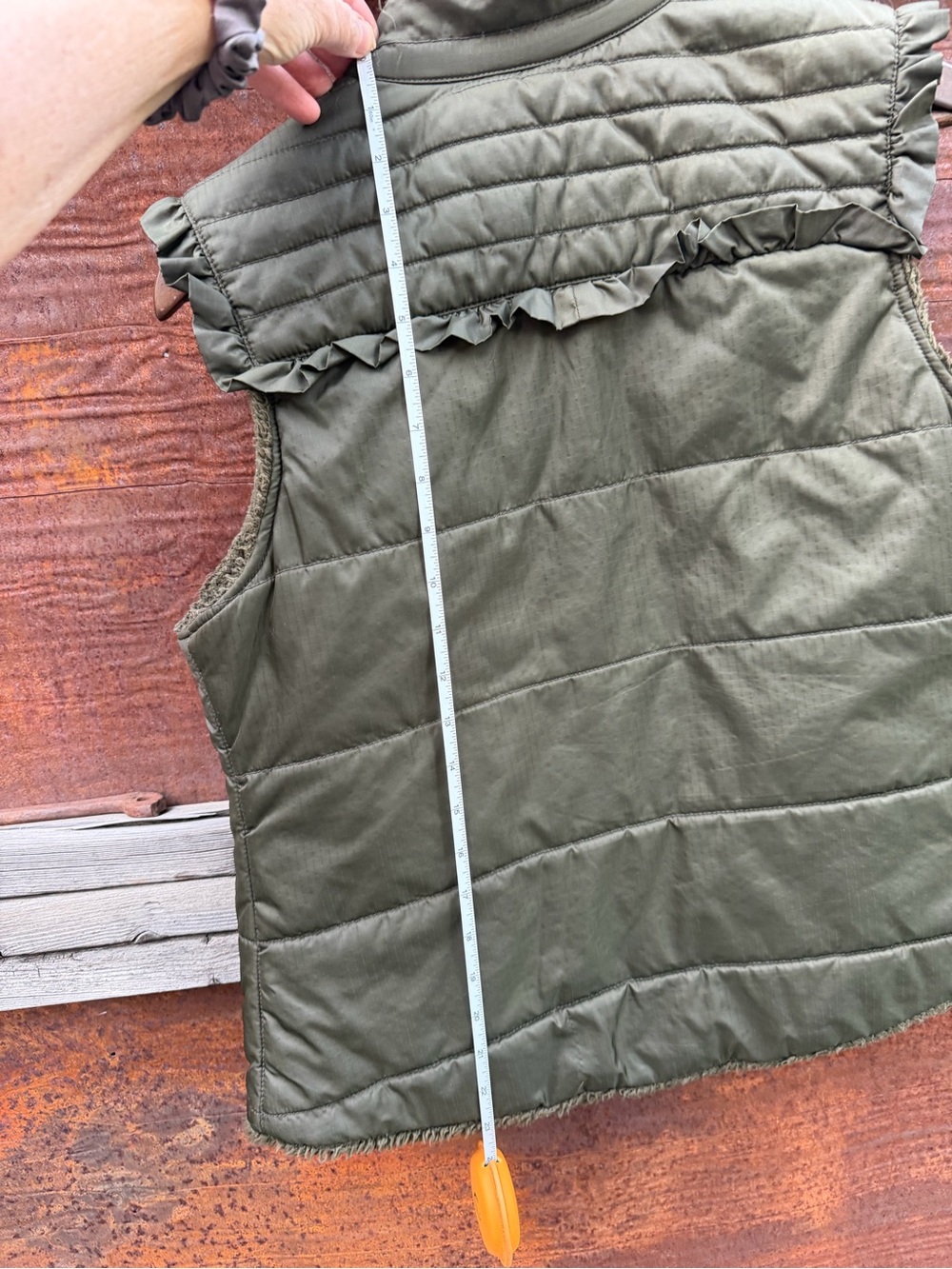 Free People Quilted Ruffle Olive Green Vest - Picture 6 of 6